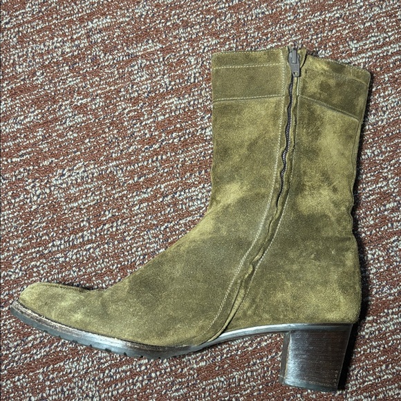 Bottega Veneta olive green brown Suede Heeled Boots classic elegant boot 10.5 - Picture 13 of 15